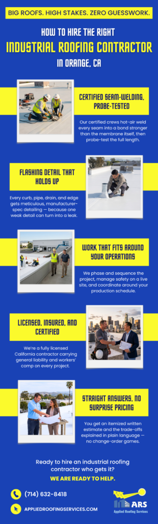 HOW TO HIRE THE RIGHT INDUSTRIAL ROOFING CONTRACTOR IN ORANGE CA Infographic